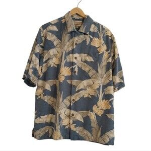 Jamaica jaxx shirt mens button down size small silk blue vintage
